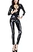 Sorrica Women's Sexy Catsuit with Front Opening Corset Faux Leather Catsuit (M, Black)
