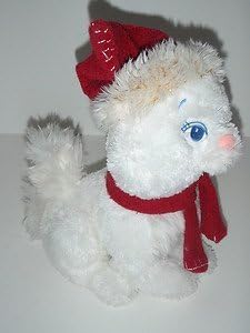 Whip Stitch Marie Plush Stuffed Cat From Disneys Aristocats Movie- With Red Christmas Scarf & Hat and Disney Store Logo