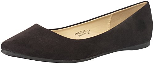 Bellamarie Angie-28 Women's Classic Pointy Toe Ballet Flats,BLACK,7