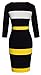 HOMEYEE Women's Voguish Colorblock Stripe Pencil Dress B275 (M, 3/4-Yellow)
