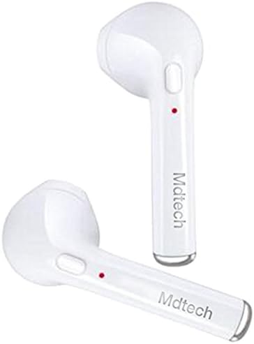 Bluetooth Earbuds White Wireless Headset by Mdtech Earphone Two Pieces for iPhone 6 / 6s / 6s Plus / 7 / 7 Plus / X, Android, Samsung, Galaxy