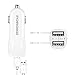 FORDIGI Dual-Port High-Speed 2.4A USB Car Charger/Auto Adapter for iPhones, Androids, and other USB Devices (White Car Charger)