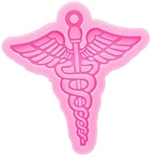 Mixed Media - Shiny Medical Emblem Logo Keychain Silicone Mold with Hole for DIY Pendant Gum Paste Jelly Shots Pudding Fondant Mold Crystal Desserts Trinket Cake Decoration Earrings Luggage Tag Candy