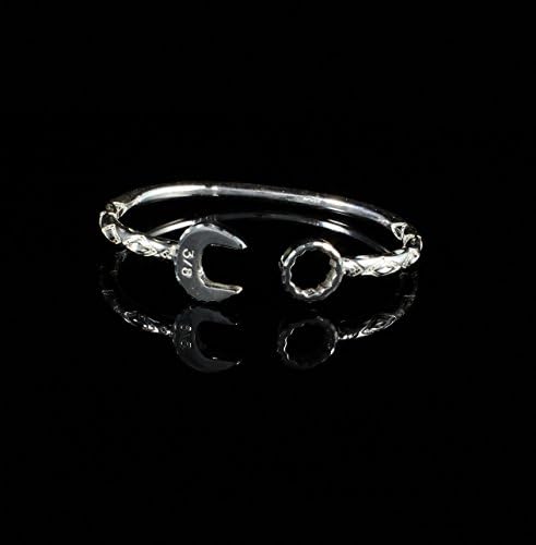 West Indian Bangle with Spanner Ends Handmade in 925 Sterling Silver 180 gauge - Size 8"