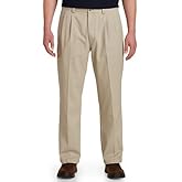 Harbor Bay by DXL Men's Big and Tall Waist-Relaxer Pleated Twill Pants | Flat Front Style, Elasticized Comfort Waistband