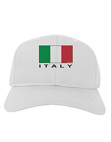 TooLoud Italian Flag - Italy Text Adult Baseball Cap Hat - White