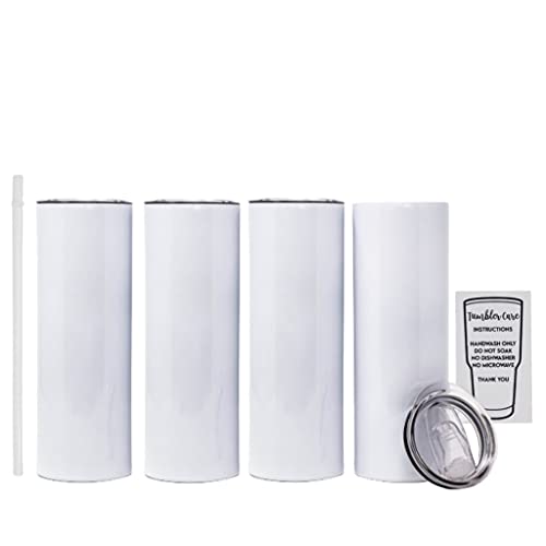 SUBconscious Blanks 20oz Sublimation Tumblers, Blank 4Pack, Straight