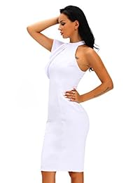 Vestido de cóctel para mujer, con volantes, sin mangas, con hombros descubiertos