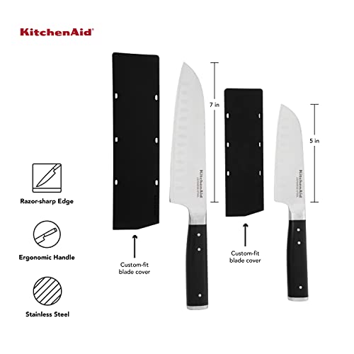 KitchenAid Gourmet Triple Rivet Santoku Knife Set with Custom