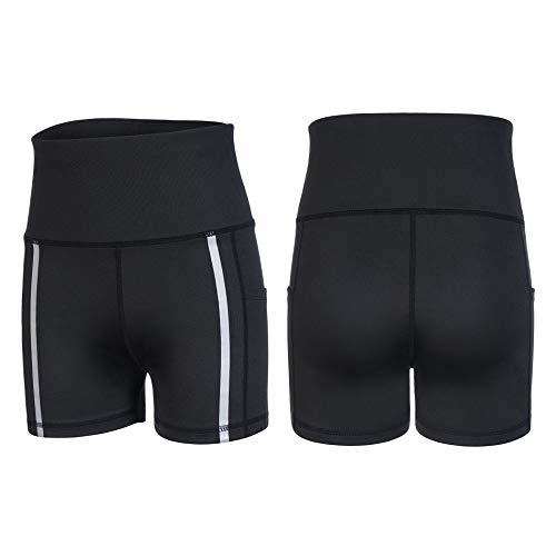 Rolewpy Women's Running Yoga Shorts with Side Pockets High Waist Athletic Shorts for Gym Fitness Workout Clothes