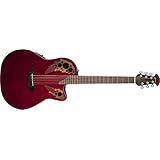 Ovation CE44-RR Acoustic-Electric Guitar, Ruby Red
