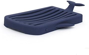 MIKEEP Dear Whales Soap Dish Unique Design Modern Colors Platinum Silicon Set Navy Gray