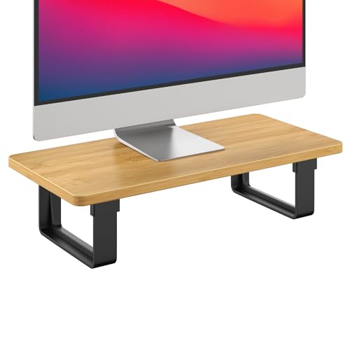 Bamboo Monitor Stand Riser with 50 LB Capacity, Stable Wood Computer ...