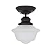 Amazon Brand – Ravenna Home Flush Mount Pendant Ceiling Light with Opal Glass Shade And LED Light Bulb - 7.75 x 7.75 x 10 Inches, Dark Bronze