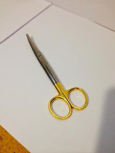 Mayo Scissors Curved 14cm - T. C. Gold Plated Handles &amp; Stainless Steel