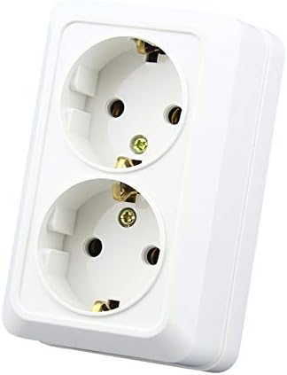 FelixStore White Panel 250V 16A EU Standard Wall Power Socket Two-Mounted 16A Wall Outlet German Double Socket