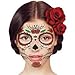 Sugar Skull Temporary Tattoo Day of the Dead Glitter Red Rose Design (3 Tattoo Kits)
