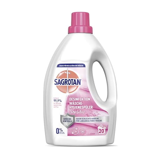 Sagrotan Wäsche-Hygienespüler Sensitiv 0% – Desinfektionsspüler für hygienisch saubere und frische, ohne Farb- und Duftstoffe – 4 x 1,5 l Reiniger im praktischen Vorteilspack thumbnail 3