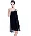 benjour Women's Dark Blue Polka Dot Print Chiffon Dress