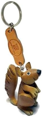 FREEDALE Squirrel Fine Genuine Leather 3d Squirrel Handmade Keyring Keychain Key Ring Chain Bluevaley (Brown)