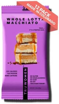 TRUWOMEN Plant Fueled Protein Bars, Whole Lotta Machiatto (12 Count) | Non-GMO, Vegan, Gluten Free, Kosher, Soy Free, Dairy Free, No Sugar Alcohols, Low Sodium, Natural Ingredients | 12g Protein