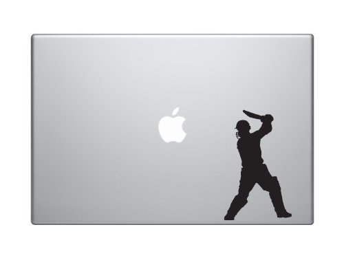 Cricket Player #3 - Batter Batsman Shot Score Wicket - 5" Black Vinyl Decal Sticker Car Macbook Laptop