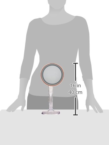 Jerdon JS725RL 7.25-Inch LED Lighted Single-Sided Vanity Mirror with 5x Magnification, Clear/Rose Gold