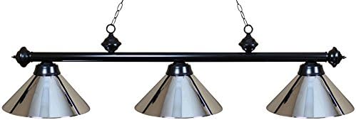 Ozone Black Pool Table Light with Chrome Shades
