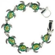 Designer Inspired Silver &amp; Green "Turtle" Magnetic Bracelet