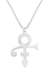 Minimalist Peace Prince Singer Artist Symbol Pendant Necklace In 14K White Gold Over Sterling Silver