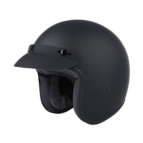 XFMT Unisex-Adult Open Face Motorcycle Scooter Helmet DOT Approved Motorbike Matte Black S