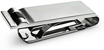 Stainless Steel Money Clip, Silver Tone With Black Accent Spring Loaded Accesory for Men