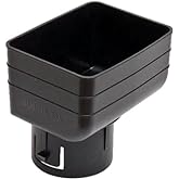 K-TEC 3"x4" Downspout to 3" Round Drain Pipe Adapter &ndash; 3x4x3, Black | Fits Inside 3" Round Drain Pipe &ndash; No Sealing Needed | Check Both Sizes Before Ordering: 3"x4" Downspout &amp; 3" Drain Pipe
