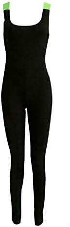 Kaamastra Womens Full Body One Piece Neon Green Open Back Gym Jumpsuit(KA_LB90245,Black,Freesize)