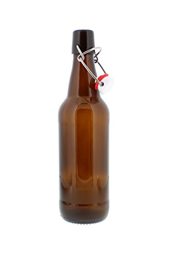 Swing Top Bottles w/Caps - 16.9oz, Amber Glass, Reusable for Homebrew - 6 pack