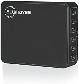 6-Port USB Charger, Allmaybe 60W 12A Universal Desktop Charging Station Black for iPhone 7 / 6s, iPad, Galaxy S7 / S6 / Edge / Plus, Note 5 / 4, LG, Nexus, HTC and More