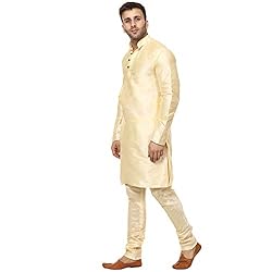 Veera Paridhaan Men Silk Plain Chinese Collar Kurta