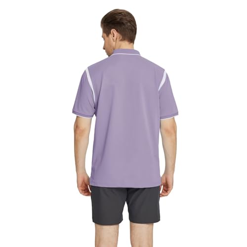 ROUEN POLO SHIRTS FOR MEN SHORT SLEEVE CASUAL COLLARED MOISTURE WICKING PIQUE SOLID GOLF SHIRTS FOR MEN DRY FIT LAVENDER