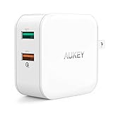AUKEY USB Wall Charger with Quick Charge 2.0 & Foldable Plug for Nexus 6, Samsung S8/S7/S6/Edge, Note 4/5, LG G4 & More - White