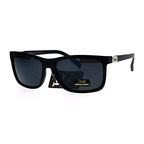 Mens Locs Sunglasses Classic Rectangular Frame Matte Black Shades UV 400
