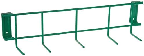 Horizon 4033 17" Steel Utility Sanitation Brush Rack with 5 Hooks, 17-1/4" Width x 3" Height x 3" Depth, Green