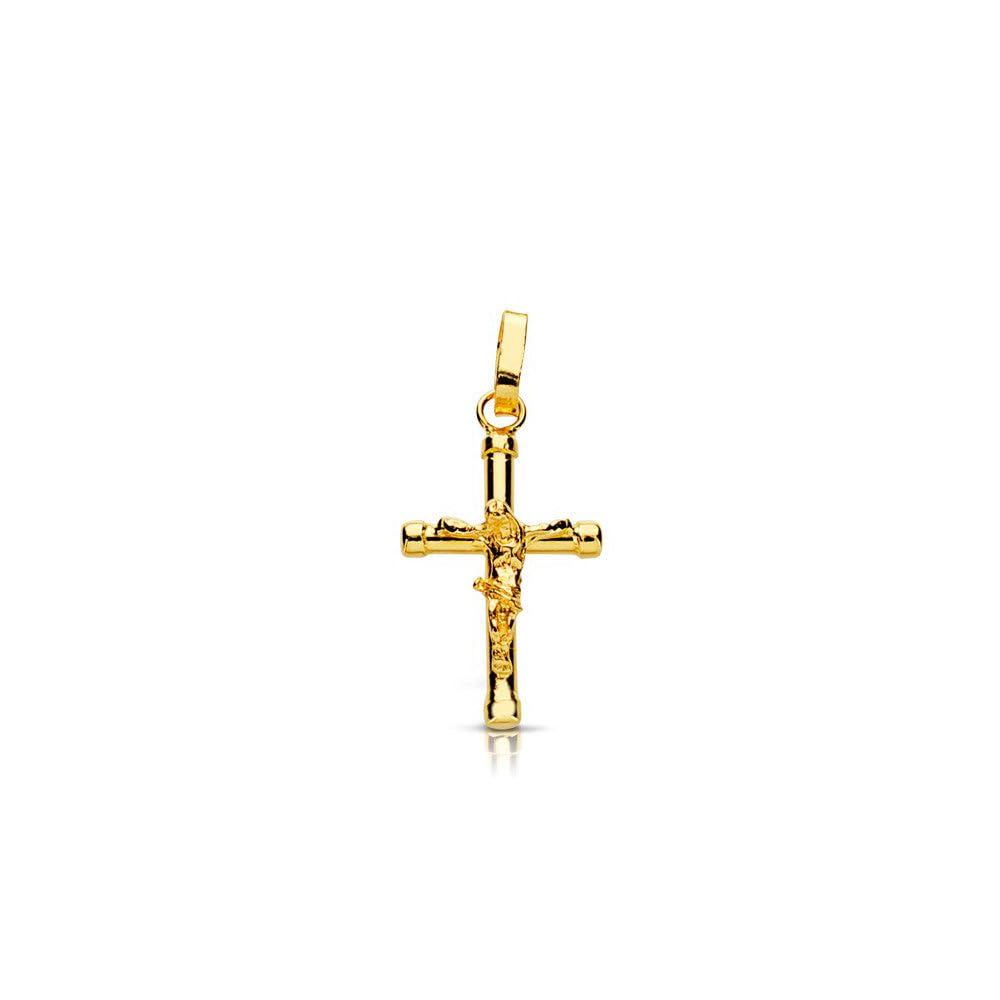 Mondepetit - 18ct Yellow Gold Christ religious pendant cross 16x10 mm shine