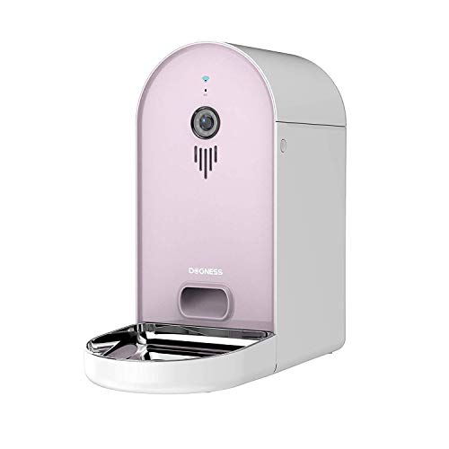 DOGNESS Automatic WiFi Dog/Cat Smart Camera Feeder - 6.5lbs Large Capacity App Control Food Dispenser with WiFi, Portion Control, Voice Recording,Timer Programmable - Pink