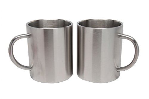 2 Pack Stainless Steel 15 Oz Double Walled Camping Cups 100% BPA Free Metal Mugs Outdoor Camp Cookware Military Surplus BBQ Hunting Accessories Bar BQ 4 Inch