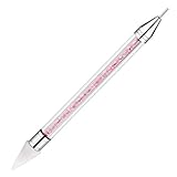 Makartt Dual -ended Nail Rhinestone Picker Beads Picker Dotting Pen Wax Pen With acrylic Handle Manicure Nail Art Tool-Pink