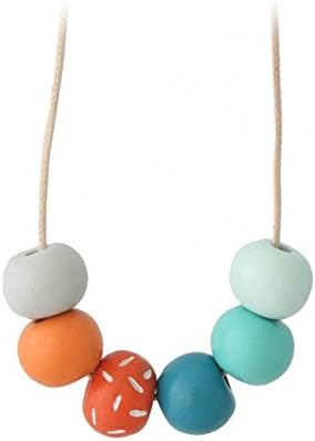 Colourful Long Statement Necklace in Turquoise Blue and Orange, Adjustable Length