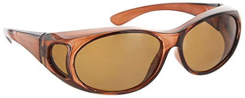 Fitover Sunglasses | Polarized and Non Lens Cover For Eyeglasses and Prescription Glasses (Polarized Medium - Brown Frame/Brown Lens) - Thumbnail 2