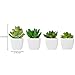 MyGift Decorative Indoor Fake Plants, Assorted Artificial Succulents in White Ceramic Planter Pots, Set of 4