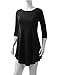 AMORE ALLFY Women's 3/4 Sleeve Round Neck Flare Hem Tunic Black X-Large