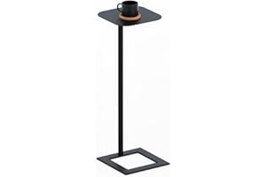 Stable C Table End Table, 23.4" Tall C Shaped Side Table That Slides Under Sofa, Slim Under Couch Table, Modern Industrial Co